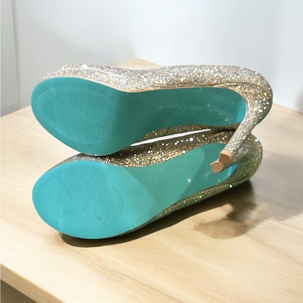 Betsey Johnson Silver Crystal Peep-Toe Platform Pumps - Picture 5 of 6